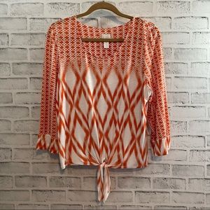 Chico's Tie Front Scoop Neck Top Chico's Size 1  #WB331